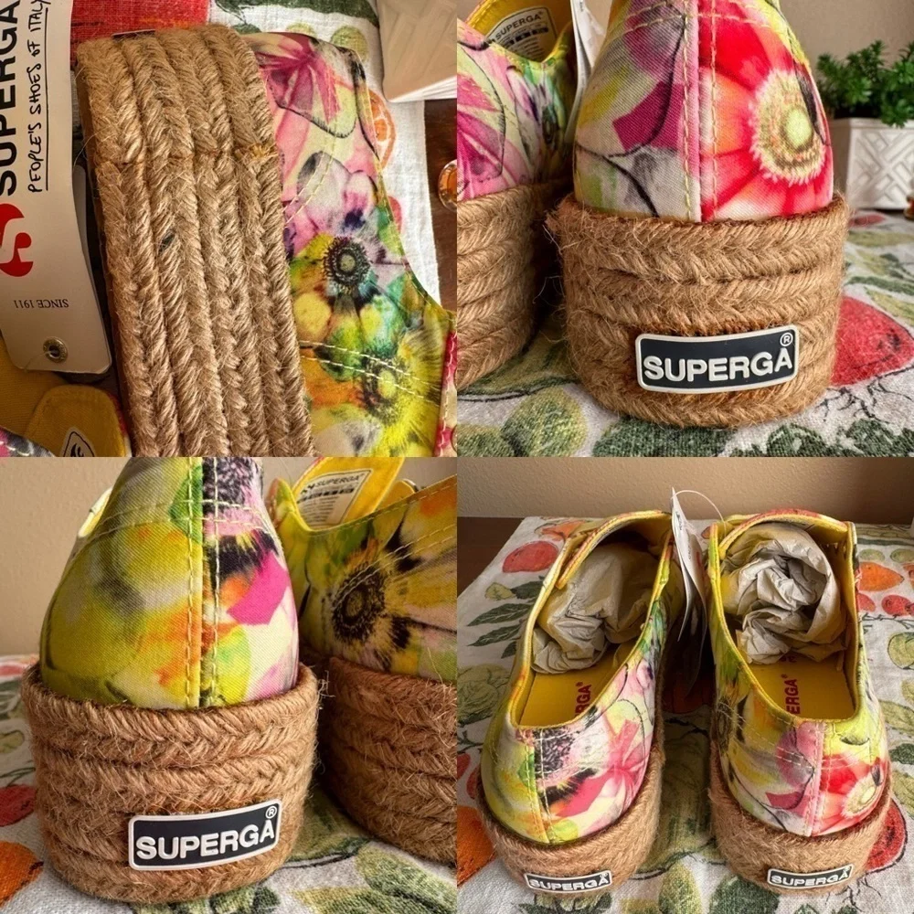 Superga NWT floral platform espadrille shoes size 36